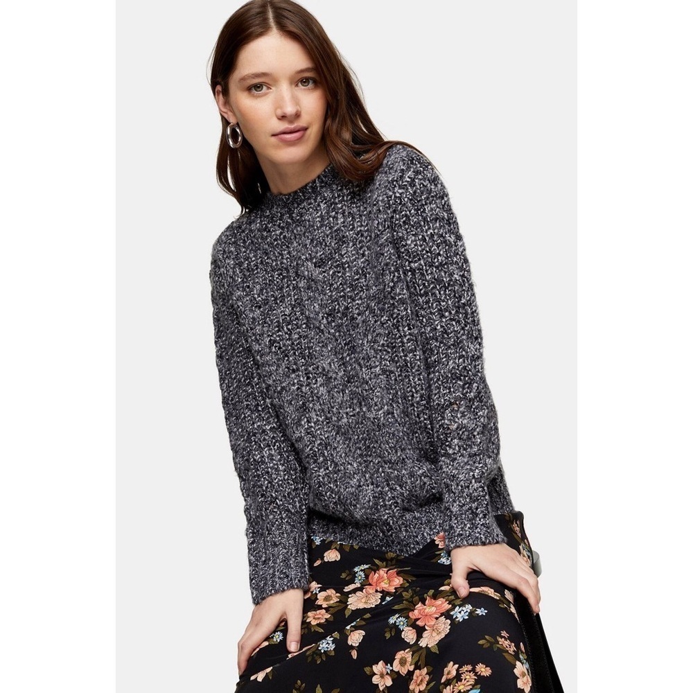 TOPSHOP Crewneck Vertical Cable Crew Sweater NWT